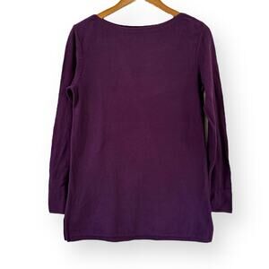 J Jill Tunic Sweater Womens Small Plum Purple Cotton Blend Boat Neck Long Sleeve